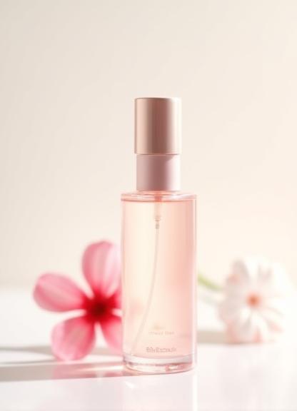 Youth Dew Essence bottle with pink flower
